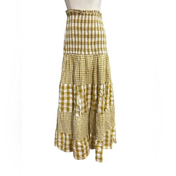 Avec Les Filles Yellow Gingham Tiered Maxi Skirt - Picture 4 of 4